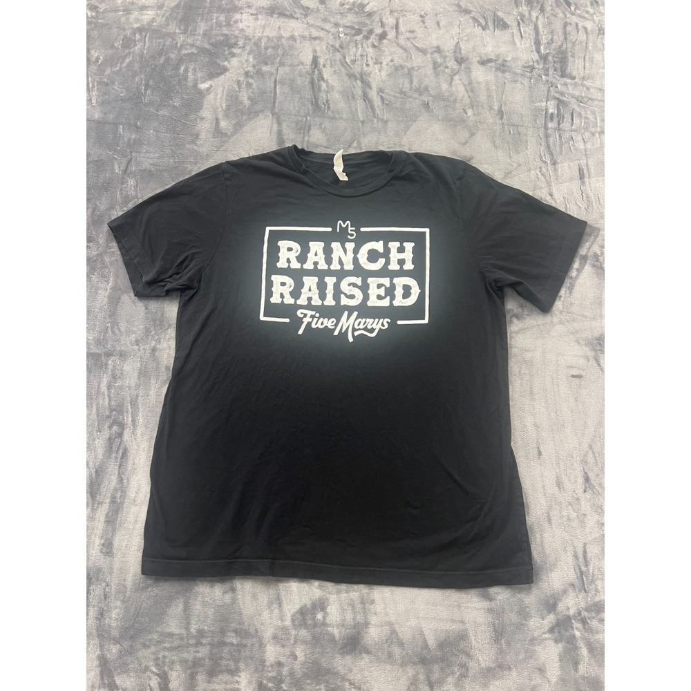 Bella + Canvas T-Shirt Unisex XL Black Five Marys Ranch Raised Graphic Crew Neck